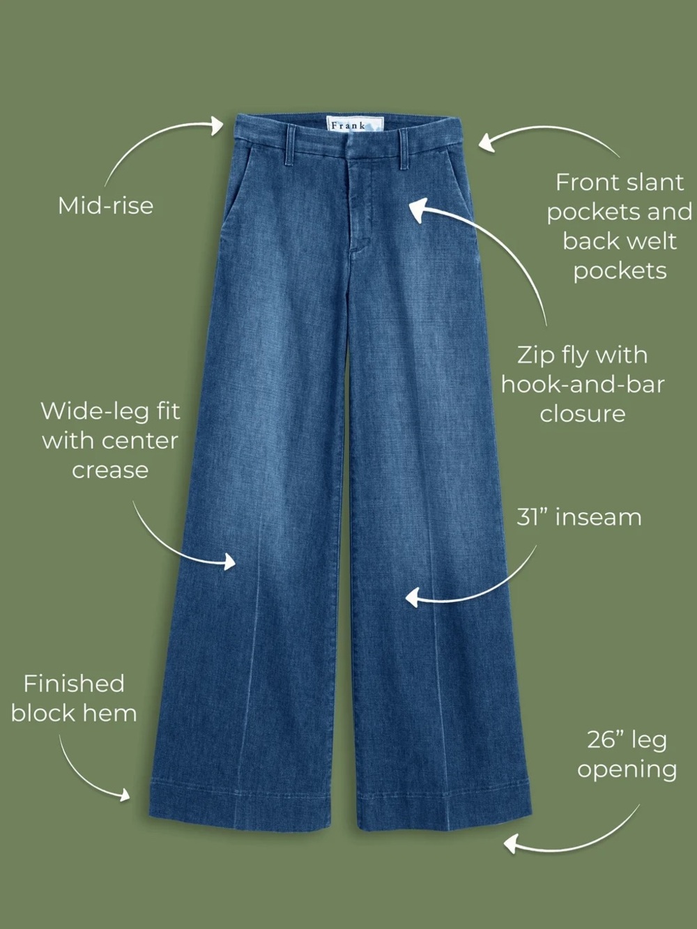Frank & Eileen West Village Wide-Leg Trouser Size 10 - Picture 4 of 9